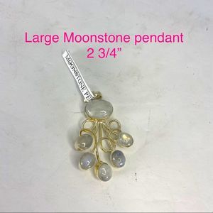 Large Moonstone pendant 2 3/4” set in sterling silver 925
